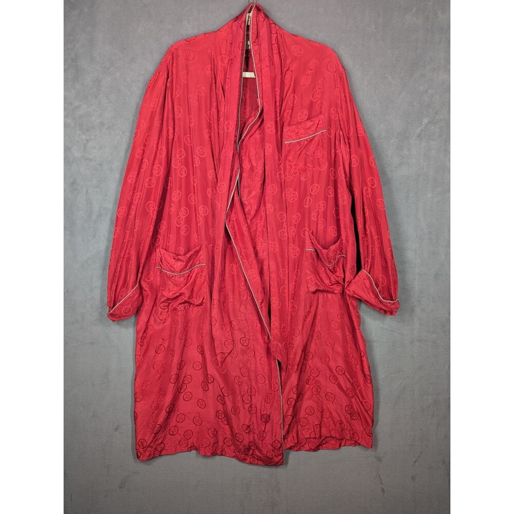 Gimbels Robe Men's Red Large Silk With Belt Vintage